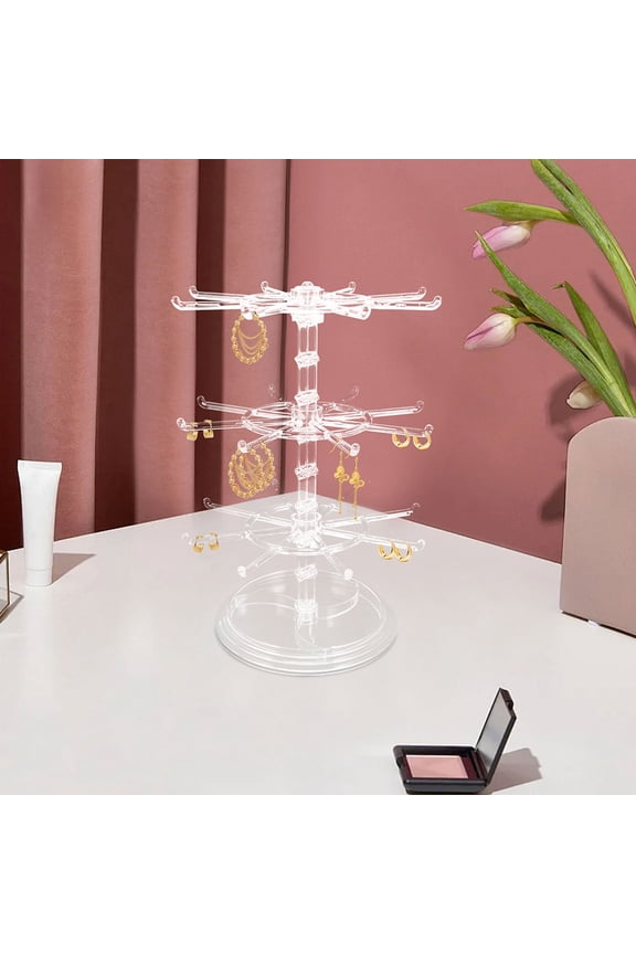 2-Pack Clear Hanging Jewelry Tree Organizer for Earrings, Necklaces, and Accessories Storage