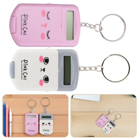 GAXIRE 2-Pack Kids Mini Calculator Grey Plastic Portable Addition Subtraction Tool for Boys and Girls