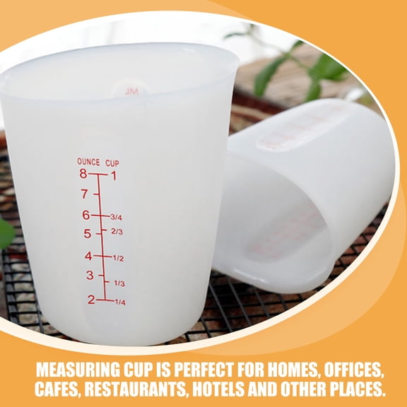 GAXIRE Set of 2 Silicone Kitchen Measuring Cups with Transparent Body and Easy-to-Read Clear Graduations