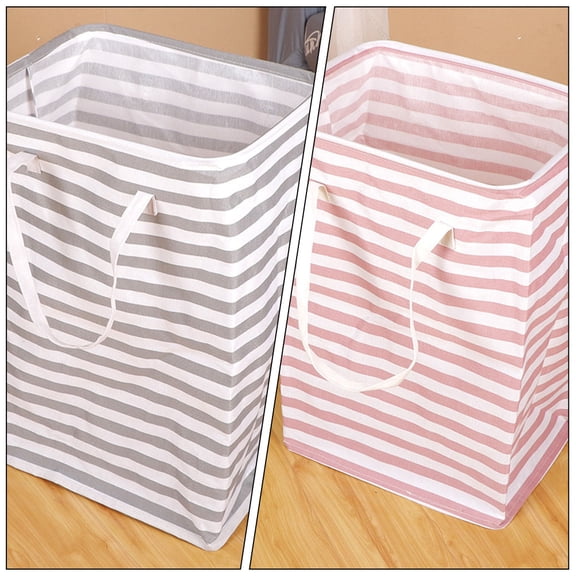 GAXIRE 2Pcs Lightweight Foldable Laundry Hamper Cotton Linen Clothes Container with Rope Handles
