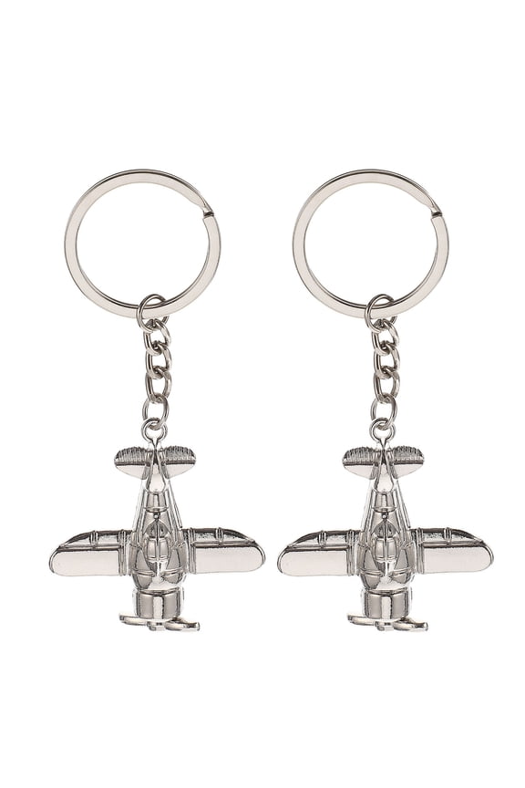 Set of 2 Metal Airplane Keychains, Cute Bag Charms Decorative Pendant Gifts for Travel