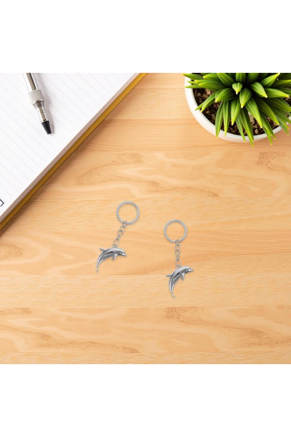 2Pcs Metal Dolphin Keychain Portable Lightweight Nautical Sea Life Keychain for Car Keys Backpack Or Handbag