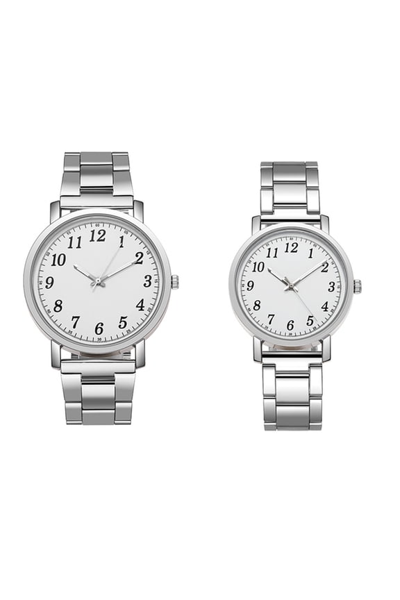 2-Pack Modern Couple Wrist Watches Alloy Stylish Design Quartz Movement