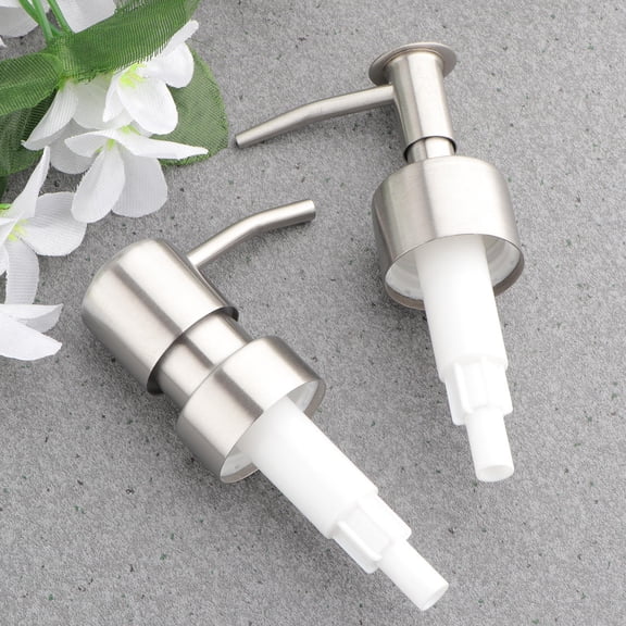 GAXIRE 2Pcs Plated Silver Liquid Soap Dispenser Pump Replacement with Long Nozzle for Viscous Products