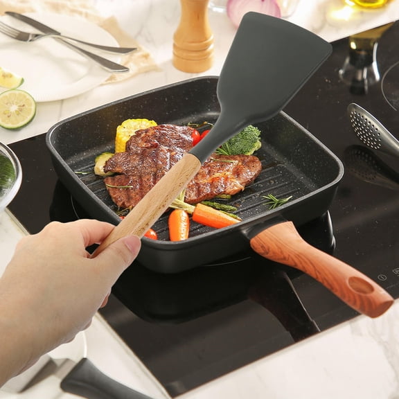 GAXIRE 2-Piece Flat Spatula Set for Cooking, Non-Stick, Kitchen Utensils for Home and Professional Chefs
