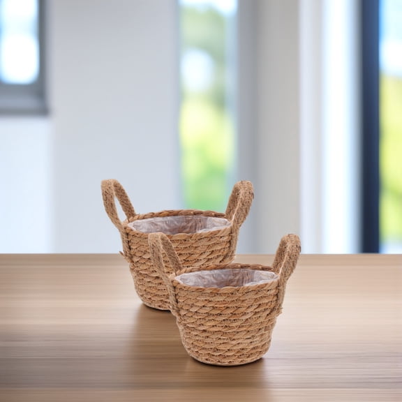 GAXIRE Outdoor Flower Pot Plant Basket Dry Cattail Grass 2Pcs