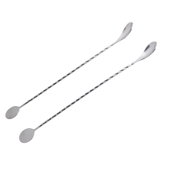 GAXIRE 2PCS Stainless Steel Cocktail Pick Threaded Bar Spoon Stick Long Bar Tea Stirring Stick Cocktail Twisted Bartender Tool