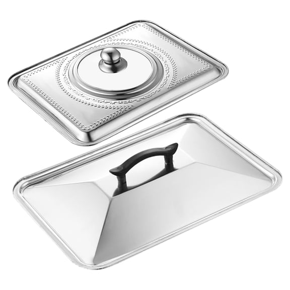 GAXIRE 2Pcs Stainless Steel Cooking Lid Silver Grilling Cooking Process Monitoring Professional Chefs