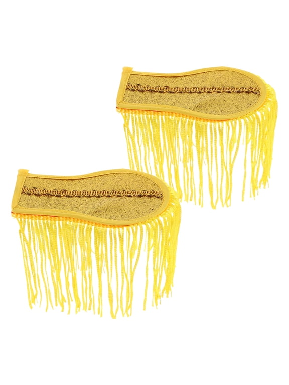 2Pcs Durable Tassel Shoulder Epaulettes with Golden Fringe for Costume Decoration and Performance
