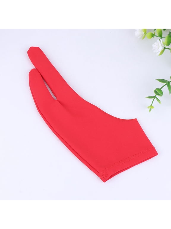 2Pcs Red Two Finger Tablet Glove Durable Comfortable Spandex for Drawing