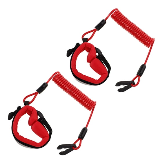 GAXIRE 2Pcs Universal Boat Engine Lanyard Red Floating Emergency Stop Safety Tether