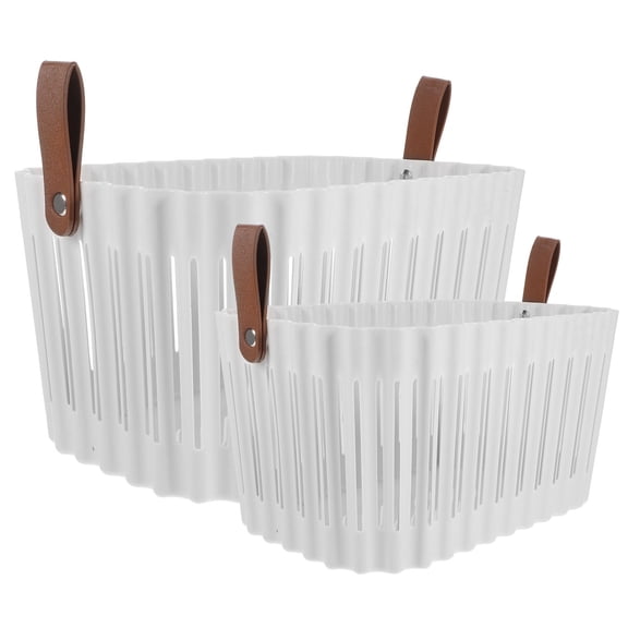 GAXIRE Set of 2 White Laundry Hampers with Ventilated Hollow Design, Smooth , Portable Handles for Home Organization