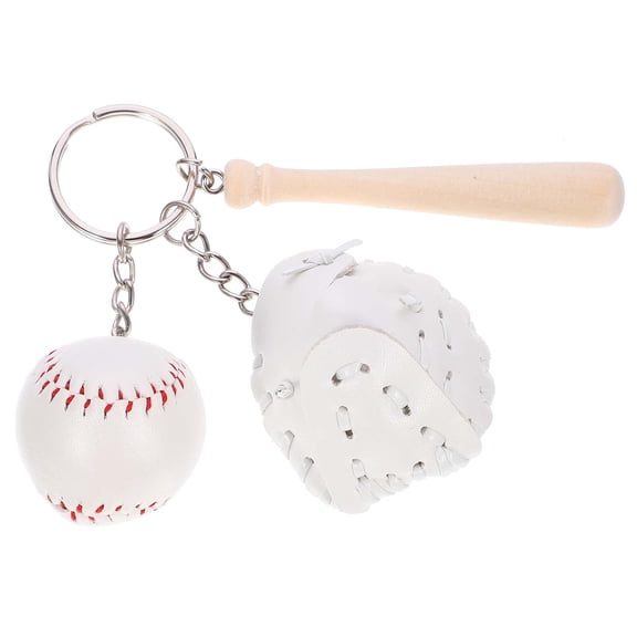 GAXIRE Baseball Bat Keychain with Decorative PU and Wood Craft for Bags Orange 2Pcs