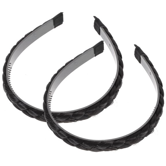 GAXIRE 2Pcs Wide Weaving Hairband Synthetic Hair Wig Braid Comfortable to Wear