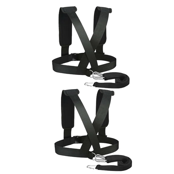GAXIRE 2Set Weight Training Sled Harness Black Polyester for Fitness Training