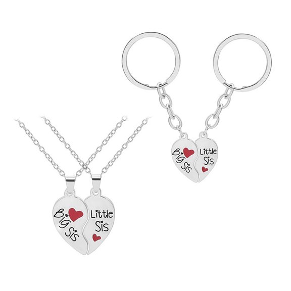 GAXIRE 2-Pack Keychain and Necklace Set Featuring Unique Splicing Love Pendant Charms for Daily Wear and Giving