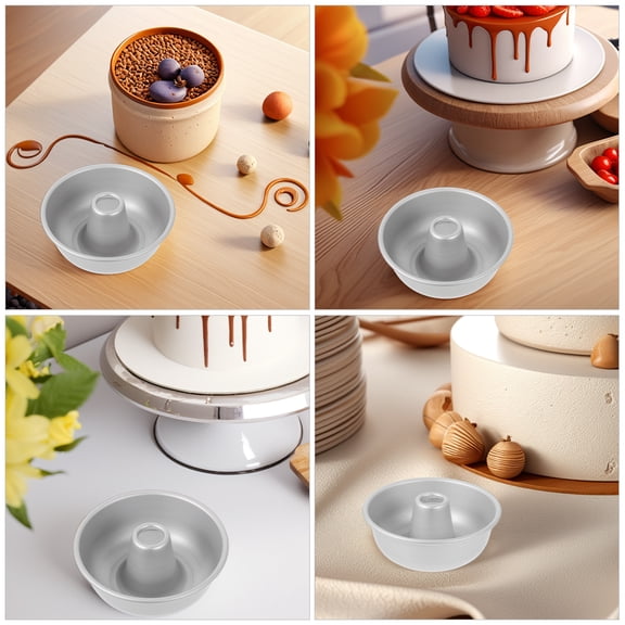 GAXIRE 2pcs Angel Food Cake Pan Set Aluminum Alloy Non-Stick Round Cake Pans for Baking Desserts and Individual Treats