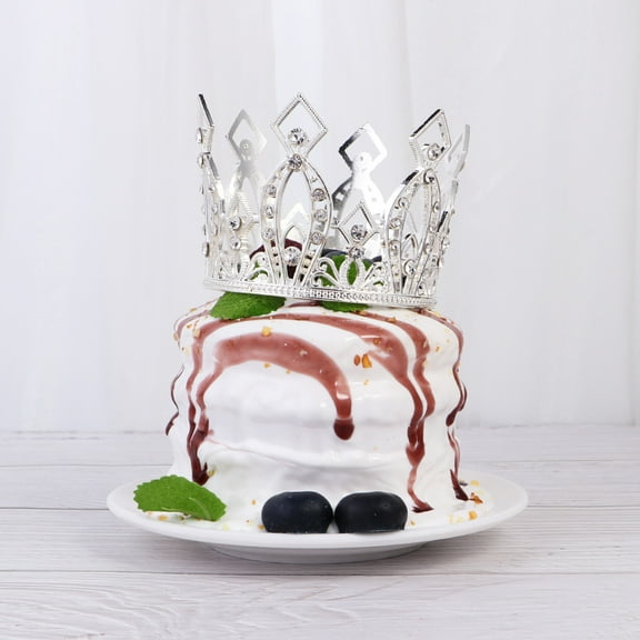 GAXIRE 2pcs Crown Decor for Party Silver Baroque Style Cake Decoration for Ladies Events