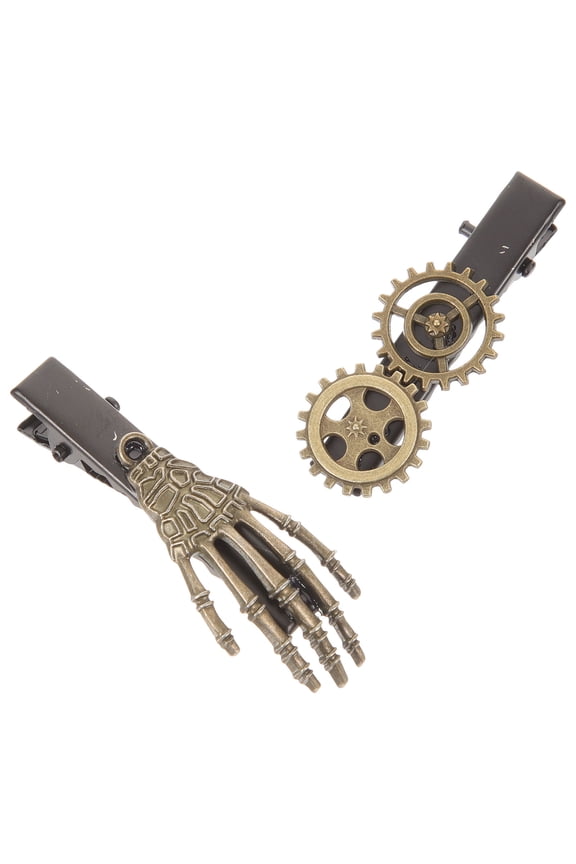 2pcs Decorative Metal Hair Clips Vintage Skull for Party Women