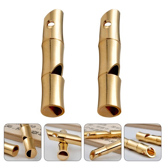 GAXIRE 2-Pack Brass Whistles with Joint Design, Keychain Survival Whistles for Outdoor, Emergency, Hiking, Camping Use