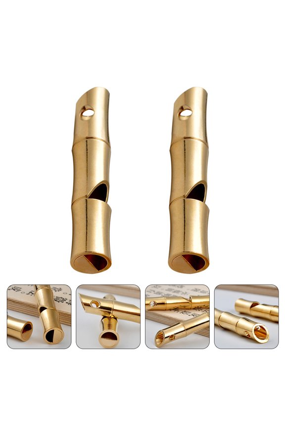 2pcs Delicate Brass Whistles Joint Design Durable Keychain Whistles For Outdoor Survival And Emergency Use