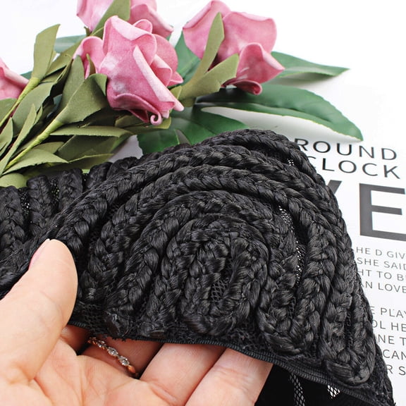 GAXIRE 2pcs Easier Sew Black Cornrow Braids Crochet Wig Caps Elastic Sew Dome Net Wig Caps for Making Braiding Wigs(Black)
