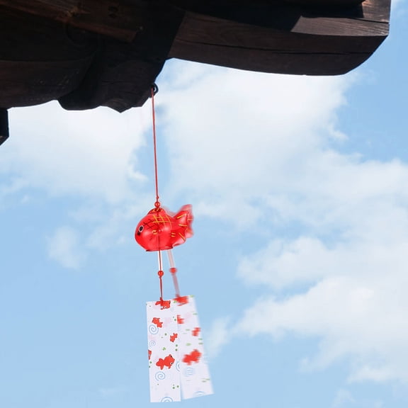 GAXIRE 2pcs Goldfish Japanese Wind Chime Pendant Colorful Decorative Glass Wind Bells For Home