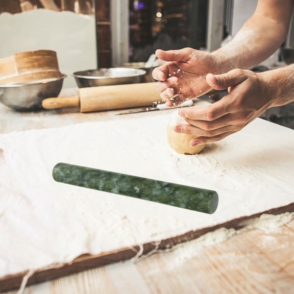 GAXIRE 2pcs Jade Rolling Pin Dumpling Wrapper Dough Roller Kitchen Rolling Stick