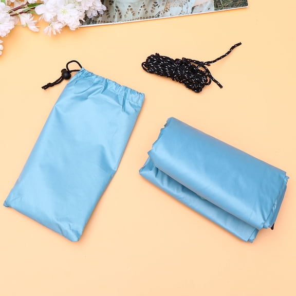 GAXIRE 3 Meter Triangle Tarps Outdoor Canopy Tent Practical Multifunctional Beach Mat Wild Camping Supplies with Rope and Storage Bag (Sky-blue)