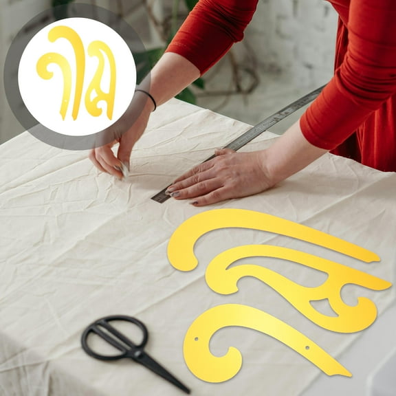 GAXIRE 3-Piece Stencil Set for Drawing and Design, Yellow, Precision Drafting Tools for Artists and Designers