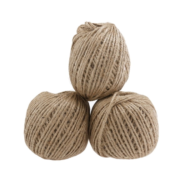 GAXIRE 3 Rolls Natural Jute Twine for Gardening, Crafts, Packaging, and Projects in Coffee Color