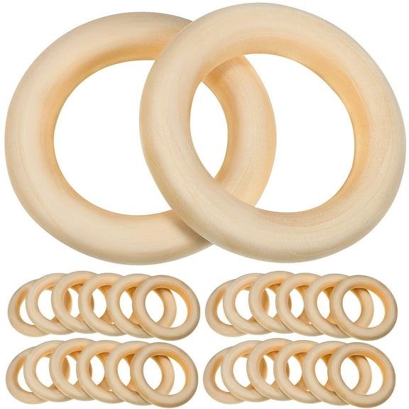 GAXIRE 30 Pcs Natural Wood Rings for Crafting, DIY Projects, Art, Jewelry Making, Home Decor, and Creative Woodworking Supplies