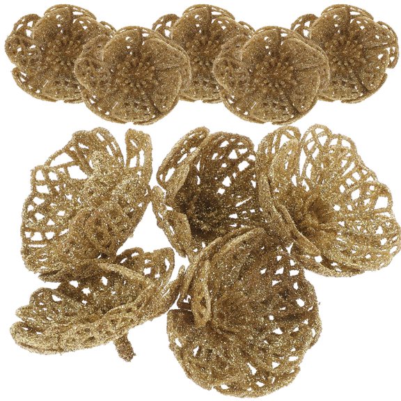 GAXIRE Christmas Theme Christmas Fake Flower Golden 10Pcs 2In
