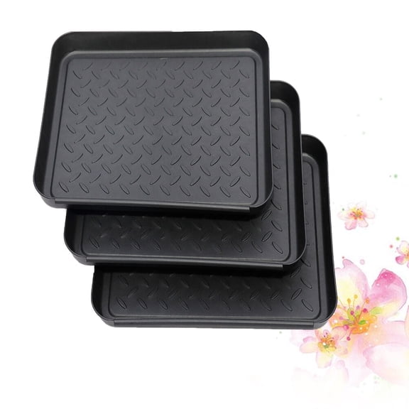GAXIRE 3Pcs Black Plastic Serving Tray for Shoes Storage and Multipurpose Use