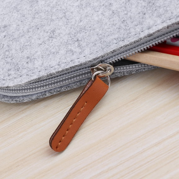 GAXIRE Light Gray Felt Zipper Pencil Case Organizer Set 3 Pcs for Cosmetics and Cellphone