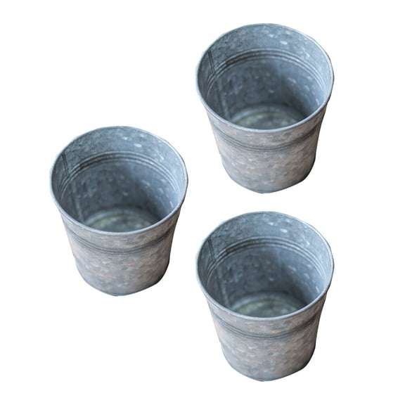 GAXIRE 3Pcs Garden Succulent Planter in Silver and Round Shape for Indoor Use 4.13in