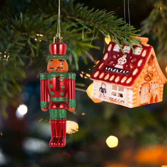 GAXIRE 3Pcs Green Plastic Nutcracker Ornament Hanging Decoration for Xmas and Holiday Events