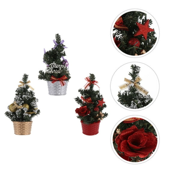 GAXIRE Mini Christmas Trees Set of 3 Decorative Holiday Tabletop Ornaments for Home and Office