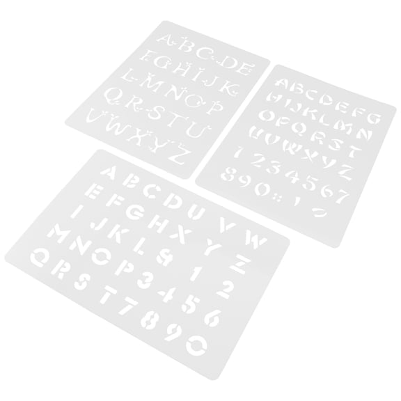 GAXIRE 3-Pack White Plastic Painting Stencils for Crafts, Hollow Lettering Templates for Artists and Projects