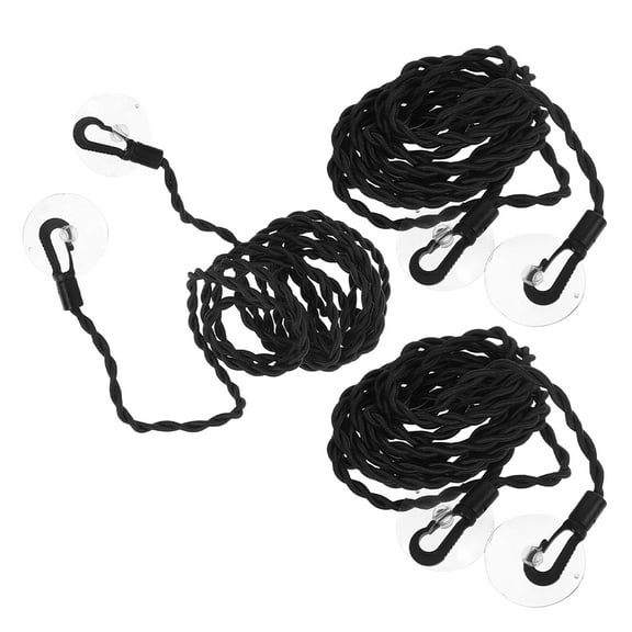 GAXIRE 3Pcs Portable Elastic Clothesline Retractable Travel Clothes Line with Hooks and Suction Cups Black