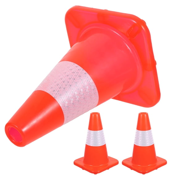 GAXIRE 3Pcs Portable Plastic Traffic Cones with Reflective Stickers Weather Resistant Road Safety Barrier