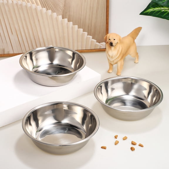 GAXIRE 3Pcs Portable Stainless Steel Dog Plate for Food Lightweight and Space Efficient