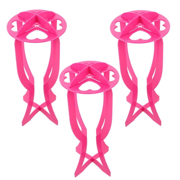 GAXIRE 3Pcs Rosy Wig Storage Holder Lightweight and Collapsible for Travel and Home Use