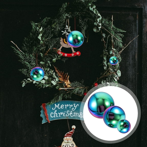 GAXIRE 3Pcs Stainless Steel Balls Garden Ornaments With Reflection Design