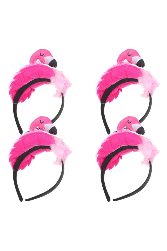 4 Pcs Flamingo Headband Hair Bands Headbands Makeup Women's Rosy