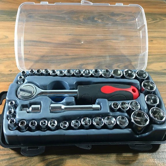 GAXIRE 40pcs Motorcycle Repair Combination Suit Tool Box Set Socket Wrench Sleeve Suit Car Repair Tools