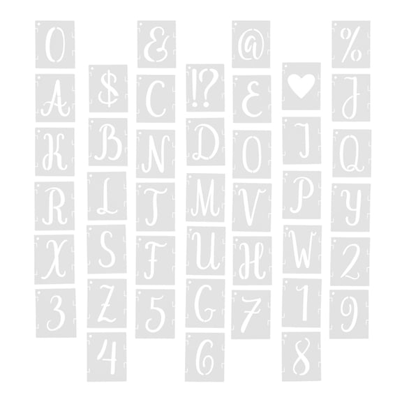 GAXIRE 42Pcs Reusable Letter Number Stencils White Pet Material for Painting Craft DIY Decoration