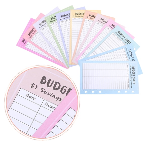 GAXIRE Saving Binder Money Savings Sheets Assorted Color 48 Sheets