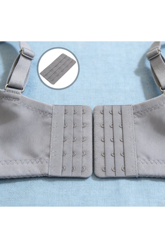4-Pack Grey Nylon Bra Extenders with 3 Rows and 5 Hooks, Soft Comfortable Fit for Womens Lingerie