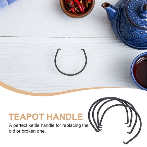 GAXIRE 4-Pack Black Ceramic Tea Kettle Handle Replacements, Retro Style Pottery Teapot Grips for Home Use Accessories